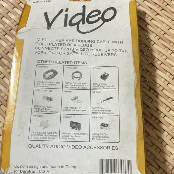 VIDEO SUPER VHS DUBBING CABLE WITH GOLD PLATED RCA PLUGS - Picture 4 of 4